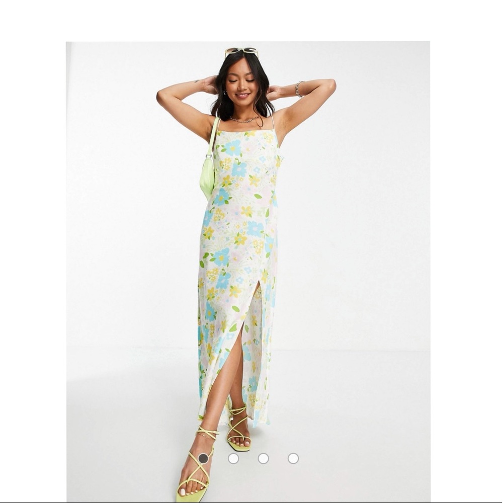 ASOS DESIGN linen cami maxi dress in pastel floral print